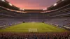 Soccer stadium packed with fans in blue and white for World Cup knockout match in Atlanta