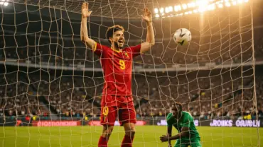 Belgium player celebrates goal against Senegal in dramatic World Cup knockout match action