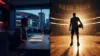 Split composition showing basketball contract negotiation and veteran player silhouette representing trade decision