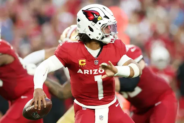 Kyler Murray throws a pass while playing for the Arizona Cardinals.