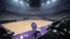 Sacramento Kings basketball court with purple team colors and bench area in professional NBA arena