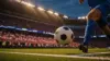Soccer match action at packed stadium with American fans during World Cup knockout game