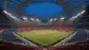 Modern football stadium interior with dramatic lighting for World Cup 2026 match atmosphere