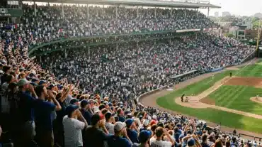 Chicago baseball fans unite in a packed stadium during a spirited Crosstown Classic crowd moment