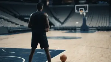 Ben Simmons prepares for an NBA training camp evaluation on an empty basketball court