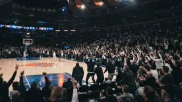 Courtside crowd erupts during a dramatic Knicks playoff comeback at Madison Square Garden