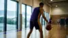 Lakers star training at a Slovenian basketball camp with a leaner physique and Lake Bled scenery in the background