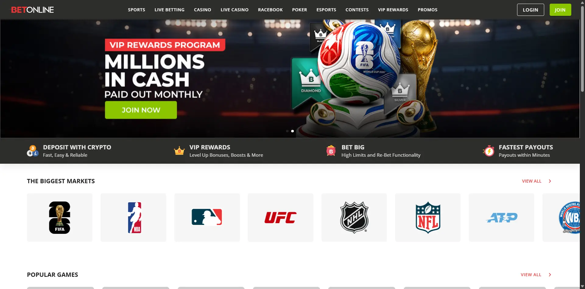 Betonline screenshot