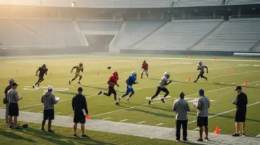 Anonymous NFL receivers compete for roster roles during a preseason practice session