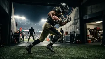 NFL running back carrying the ball under stadium lights after a roster trade