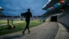 NFL receiver training alone at dusk during recovery before a potential late-season return